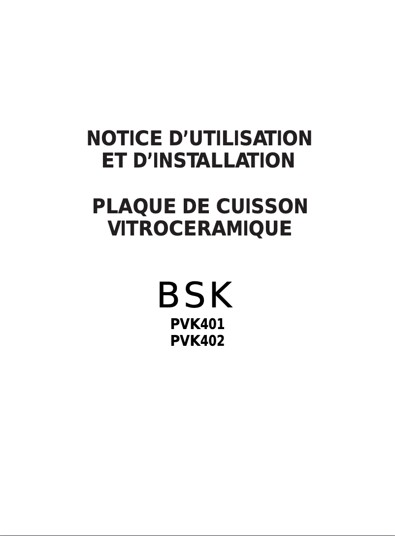 Page 1 de la notice Manuel utilisateur BSK PVK402
