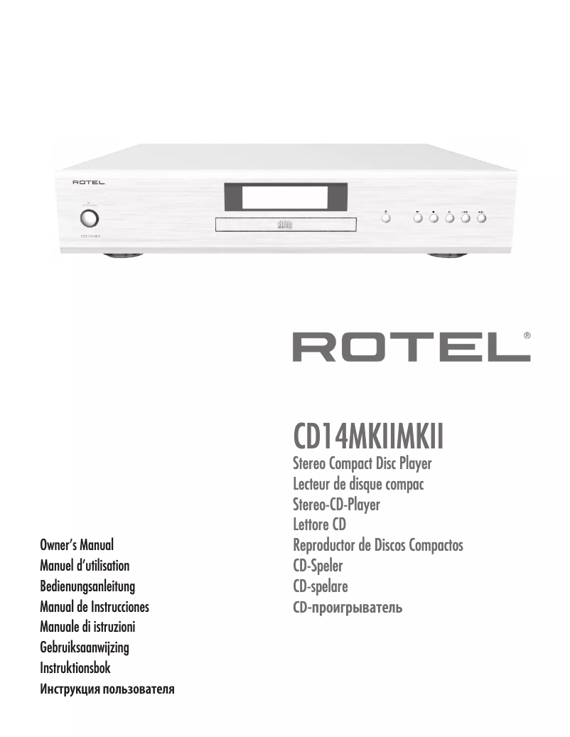 Page 1 de la notice Manuel utilisateur Rotel CD14MKII