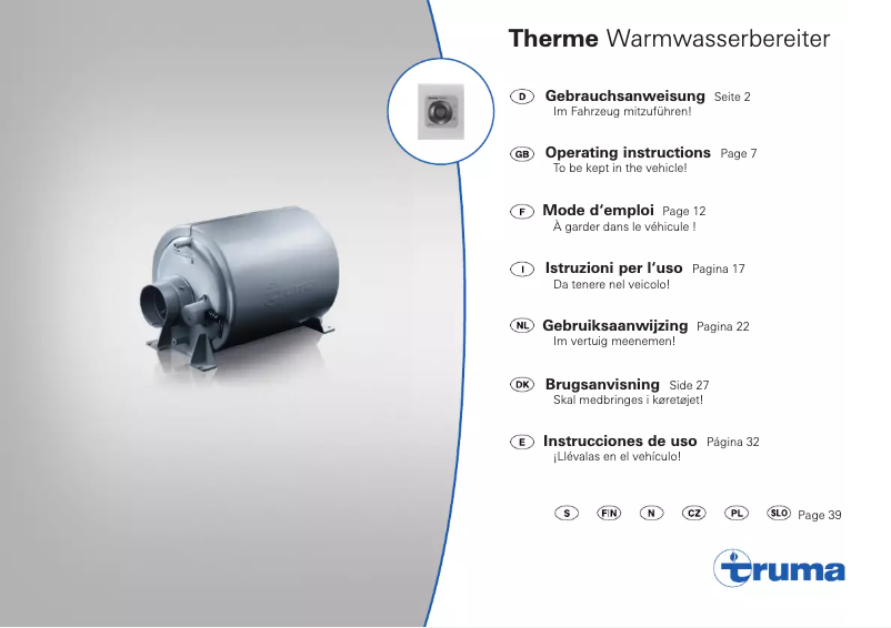Page n°1 - Manuel utilisateur Trumatic Therme