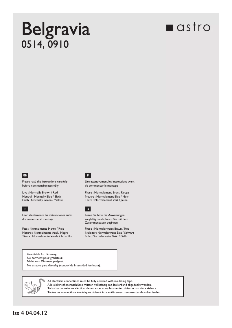 Page 1 de la notice Manuel utilisateur Astro Belgravia 400