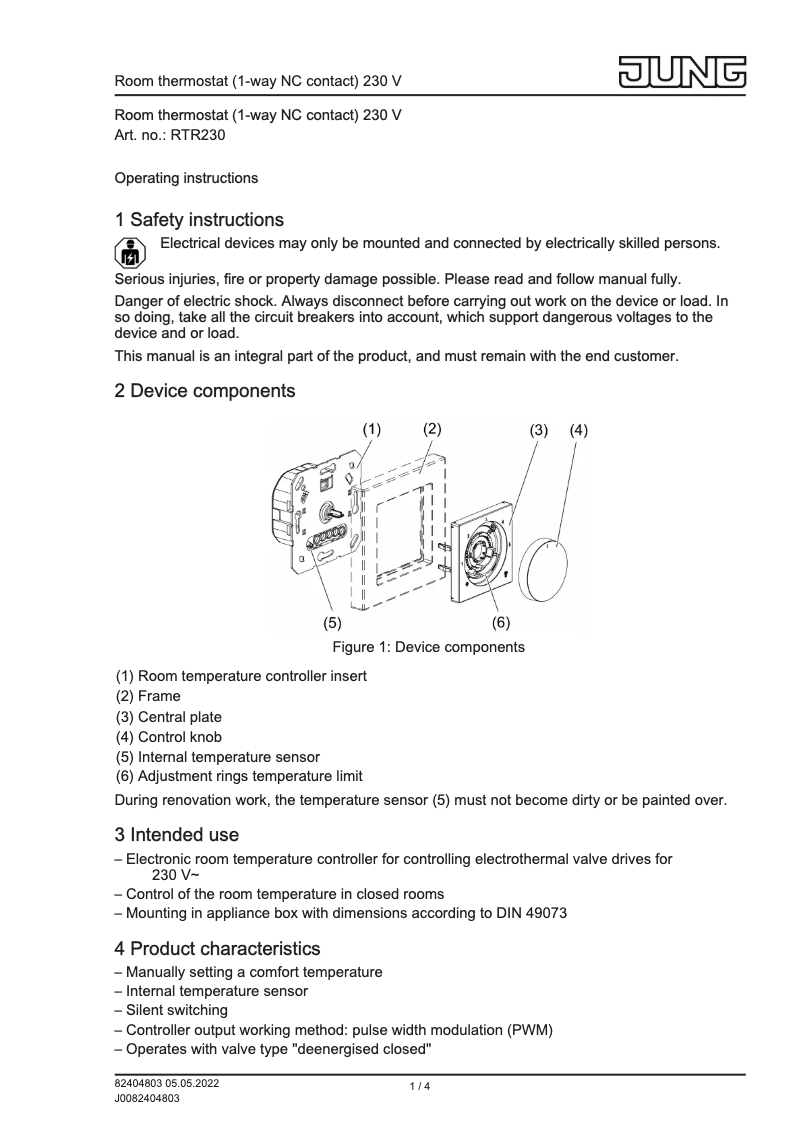 Image de la première page du manuel de l'appareil RTR230