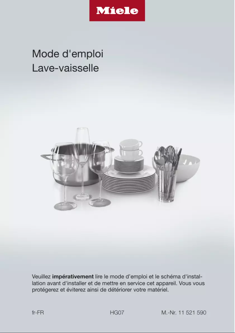 Page n°1 - Manuel utilisateur Miele G 5000 I BW