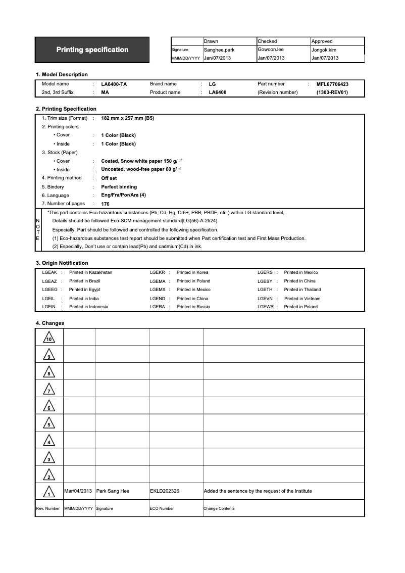 Page n°1 - Manuel utilisateur LG 32LN570B