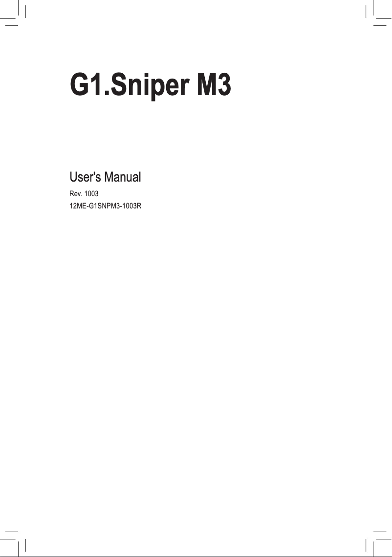 Image de la première page du manuel de l'appareil G1.Sniper M3