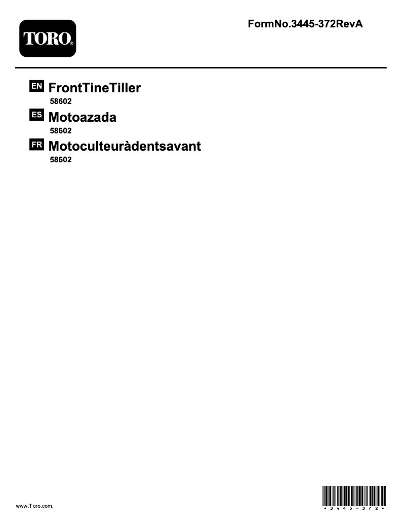 Page 1 de la notice Manuel utilisateur Toro 58602