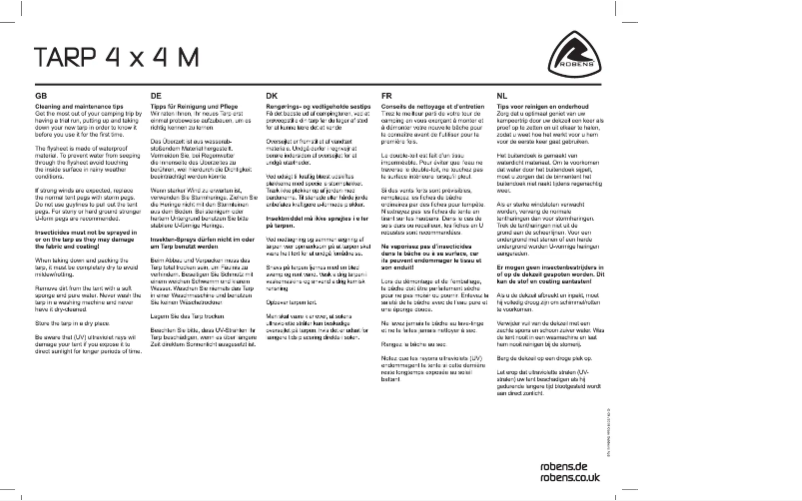 Image de la première page du manuel de l'appareil Tarp 4 x 4 M