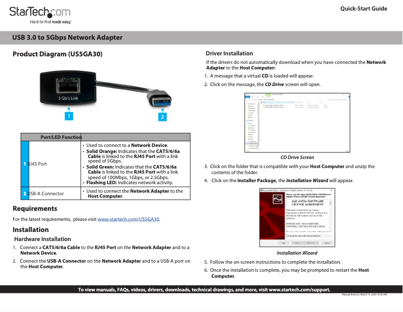 Page n°1 - Guide de démarrage rapide StarTech.com US5GA30