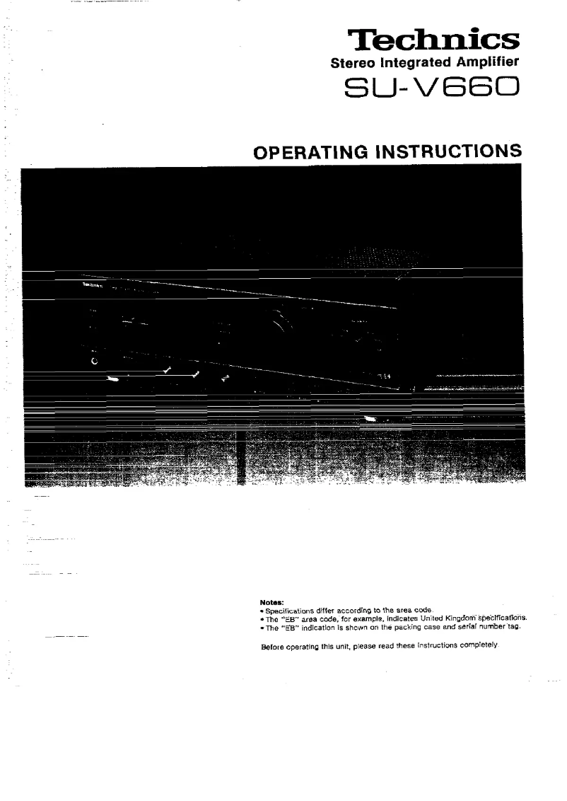 Page 1 de la notice Manuel utilisateur Technics SU-V660