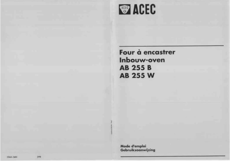 Page n°1 - Manuel utilisateur Acec AB 255 B