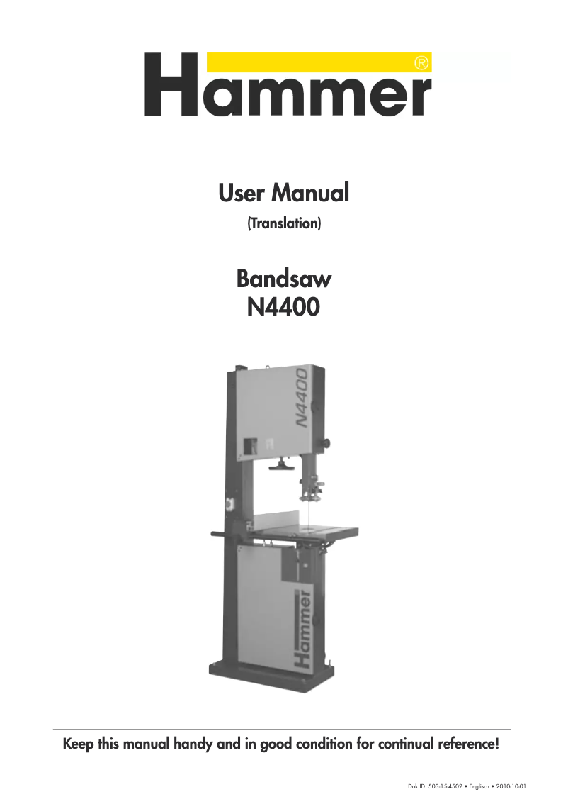 Image de la première page du manuel de l'appareil N4400