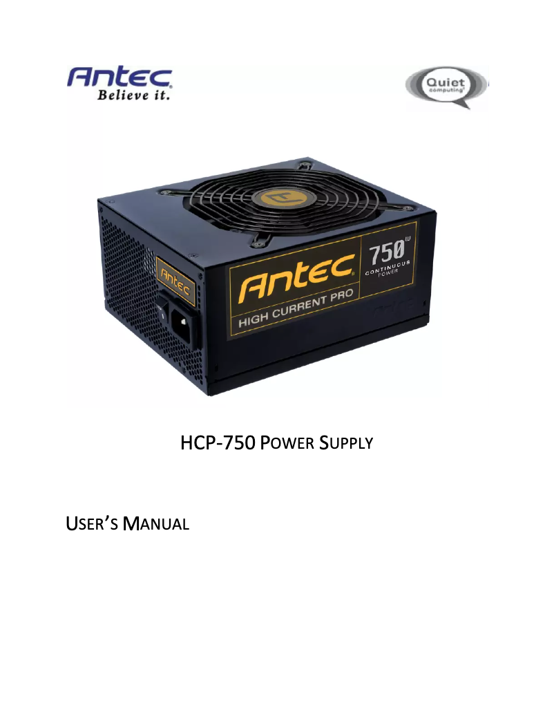 Page n°1 - Manuel utilisateur Antec HCP-750