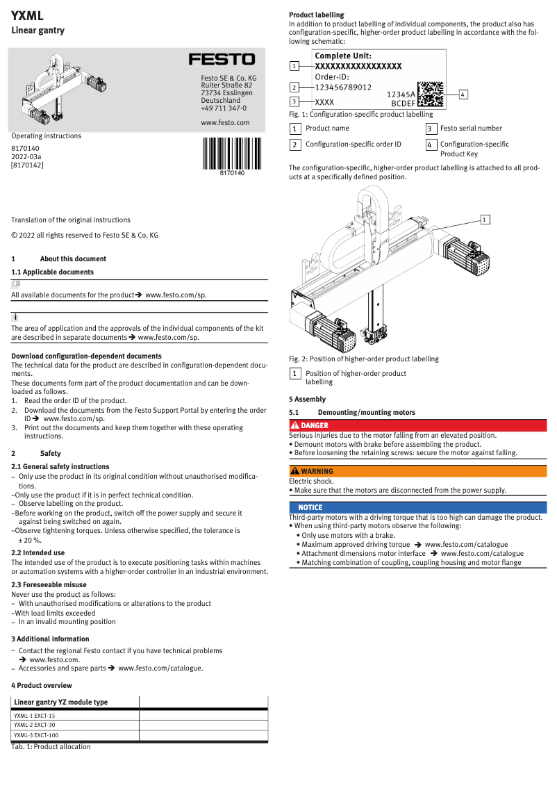 Image de la première page du manuel de l'appareil YXML-1
