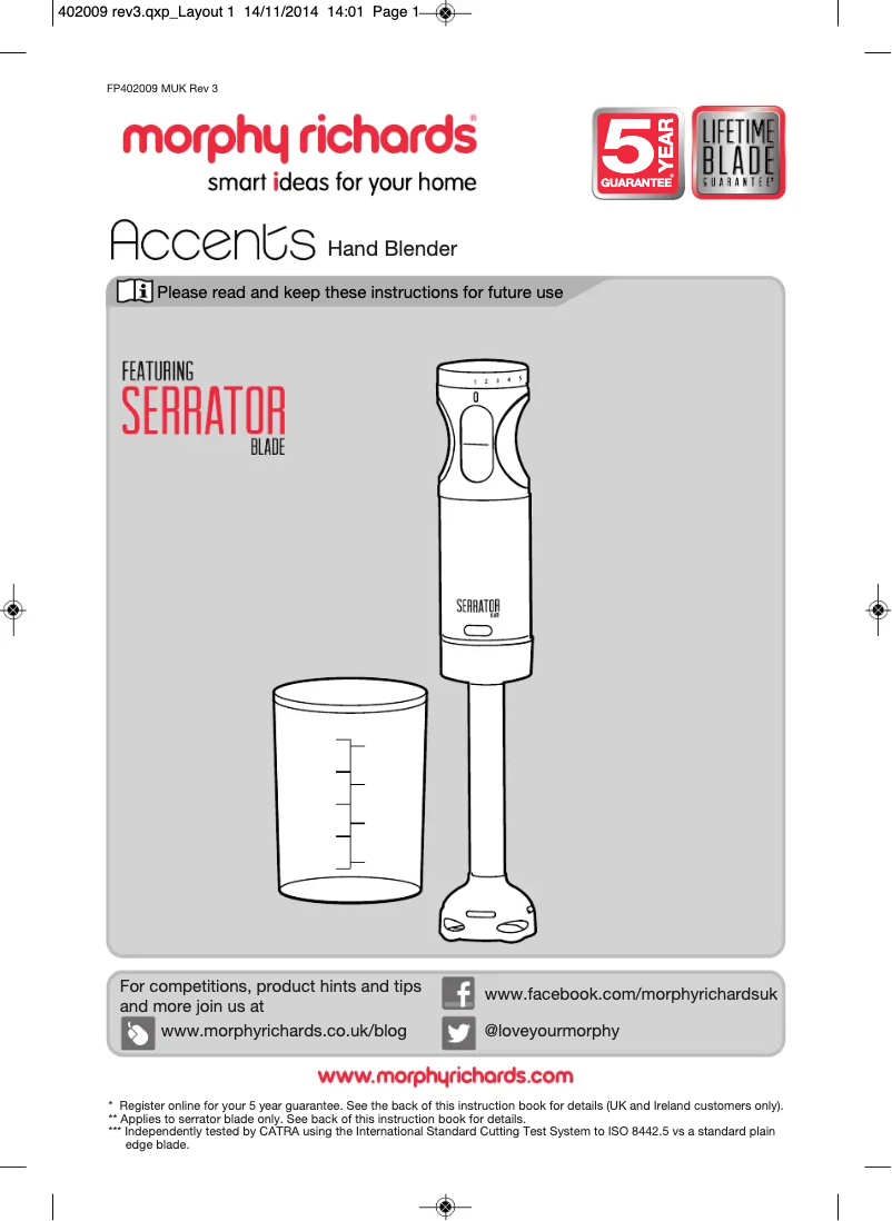 Image de la première page du manuel de l'appareil Accents 402009