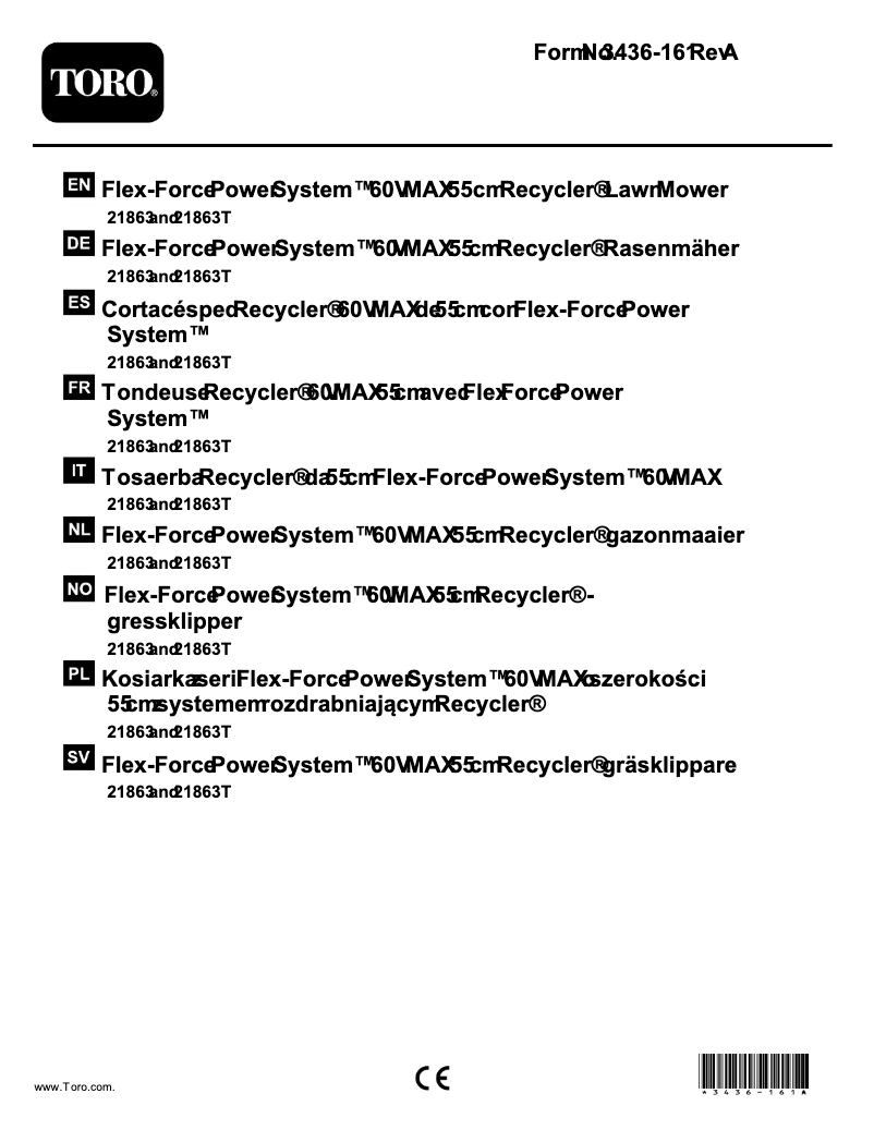 Página 1 del manual Manual de usuario Toro 21863T