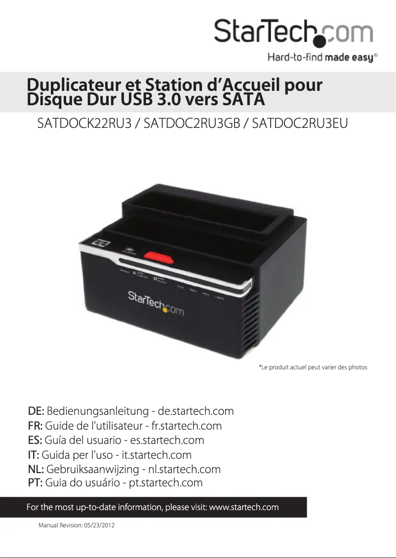 Page 1 de la notice Manuel utilisateur StarTech.com SATDOCK22RU3