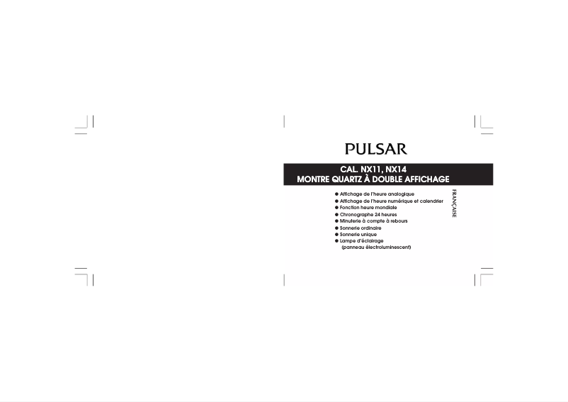Page n°1 - Manuel utilisateur Pulsar NX11