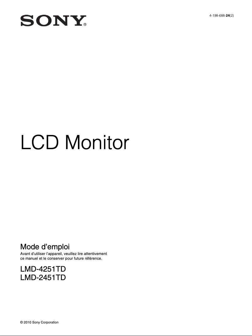 Page 1 de la notice Manuel utilisateur Sony LMD-2451TD