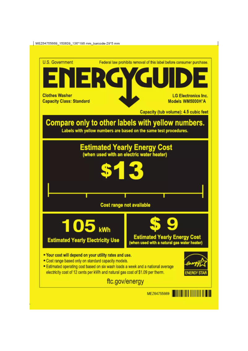 Page n°1 - Label énergétique LG WM5000HA