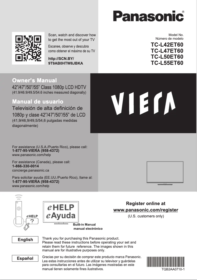 Página 1 del manual Manual de usuario Panasonic Viera TC-L47ET60