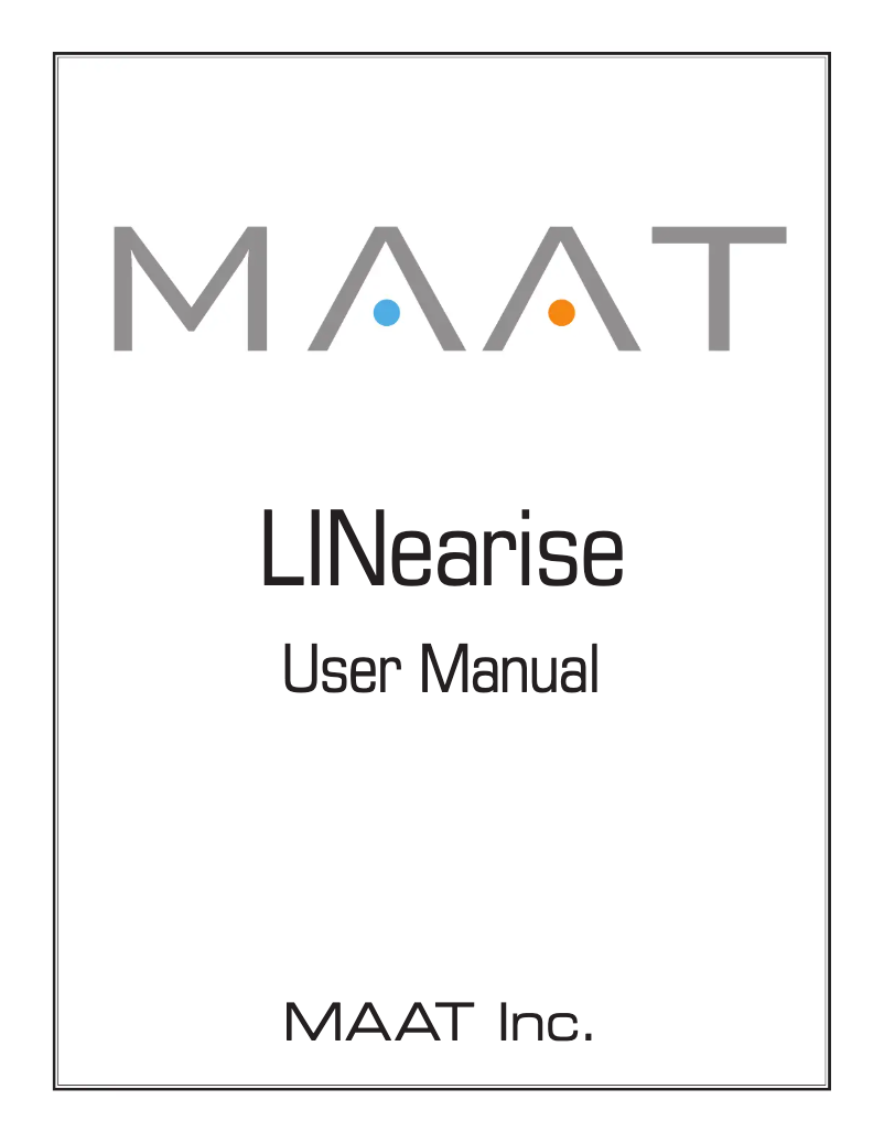 Page n°1 - Manuel utilisateur MAAT LINearise