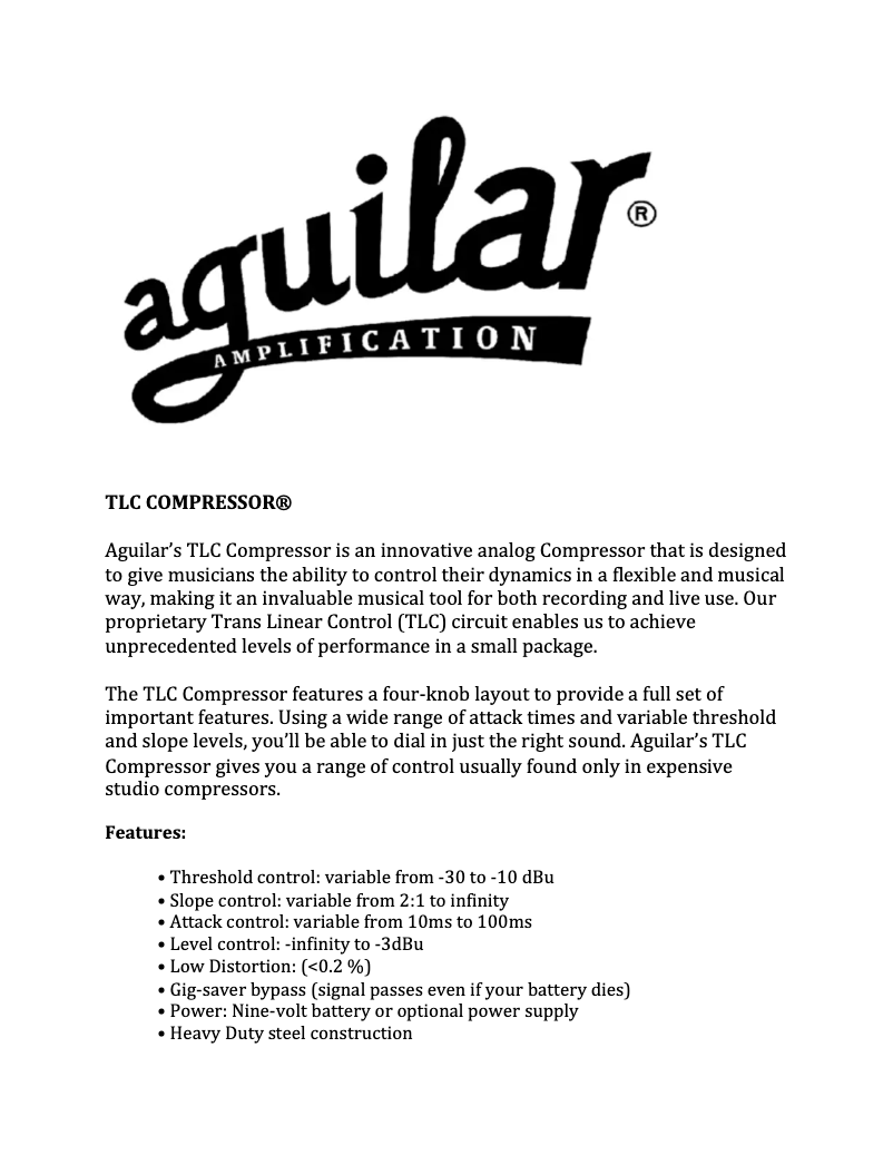Image de la première page du manuel de l'appareil TLC Compressor