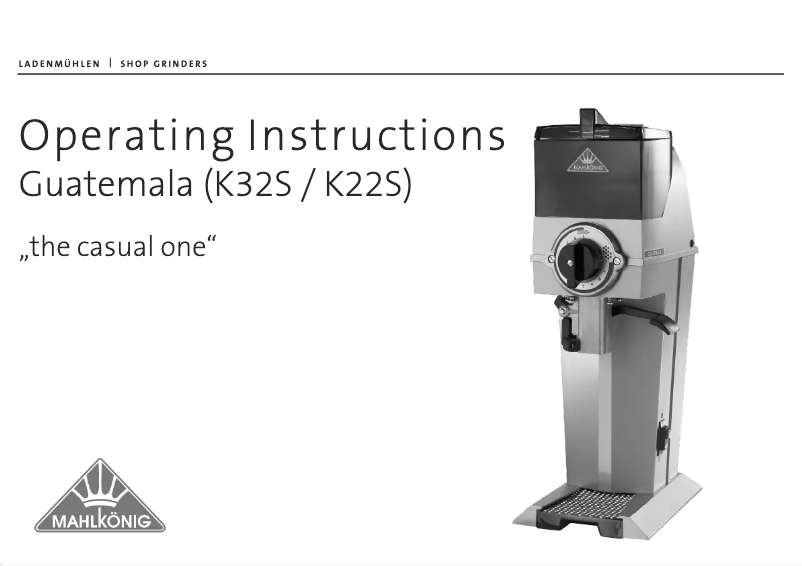 Page 1 de la notice Manuel utilisateur Mahlkönig Guatemala GUA 710