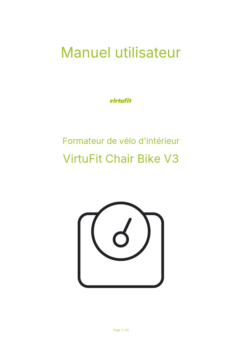 Page n°1 - Manuel utilisateur VirtuFit Chair Bike V3