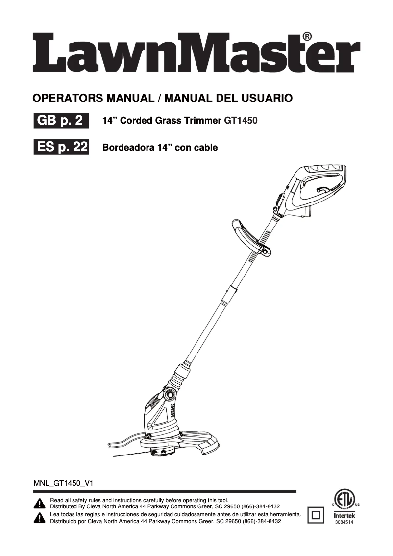 Image de la première page du manuel de l'appareil GT1450
