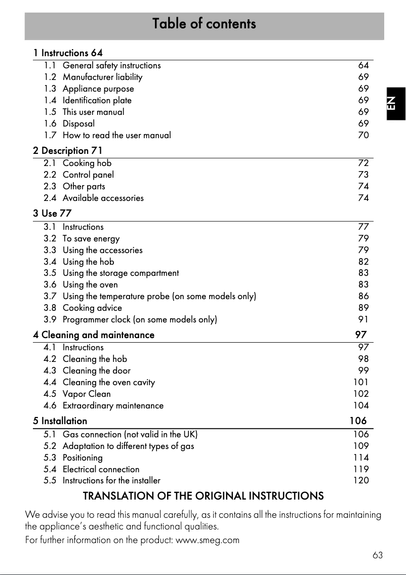 Page n°1 - Brochure Smeg B91GMXI9