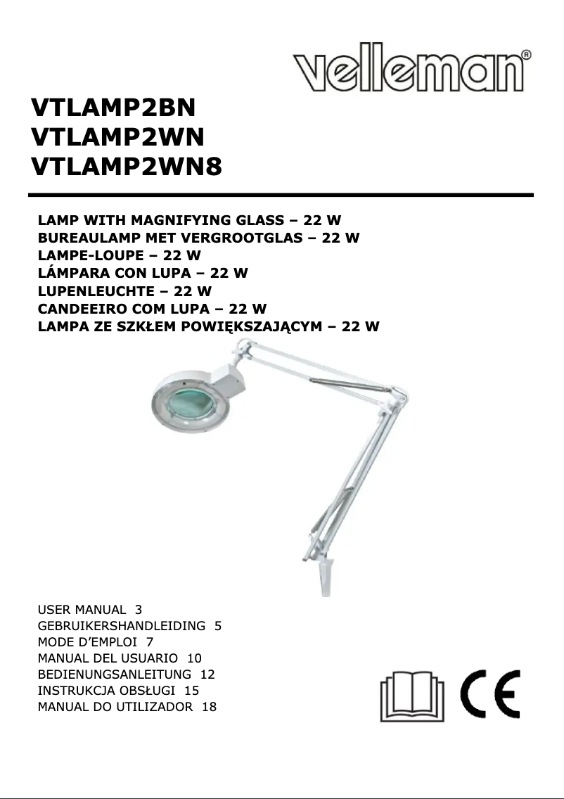 Page 1 de la notice Manuel utilisateur Velleman VTLAMP2WN8