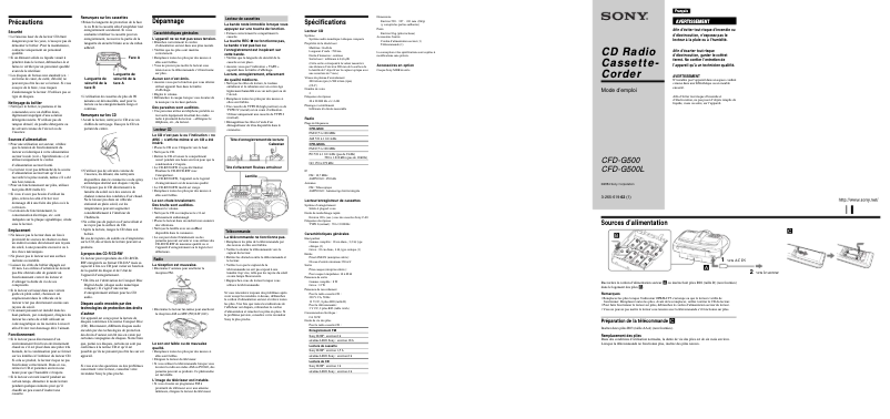 Image de la première page du manuel de l'appareil CFD-G500L