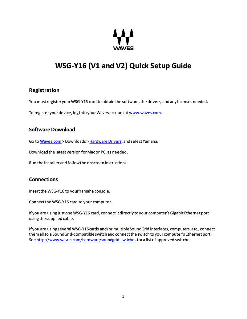 Image de la première page du manuel de l'appareil WSG-Y16