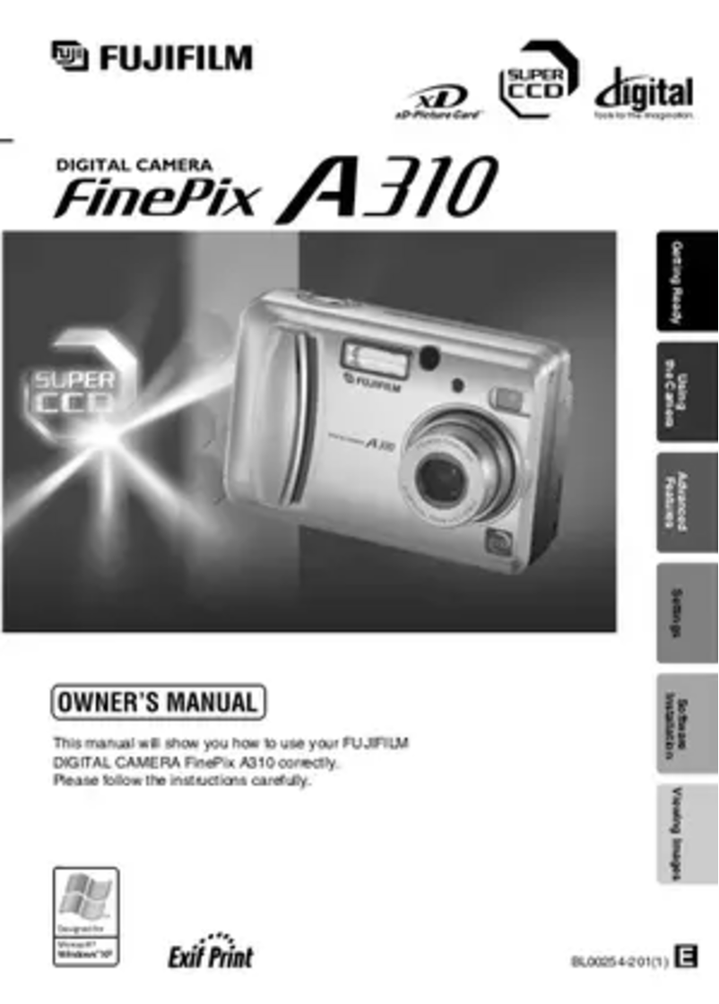 Page 1 de la notice Manuel utilisateur Fujifilm FinePix A310