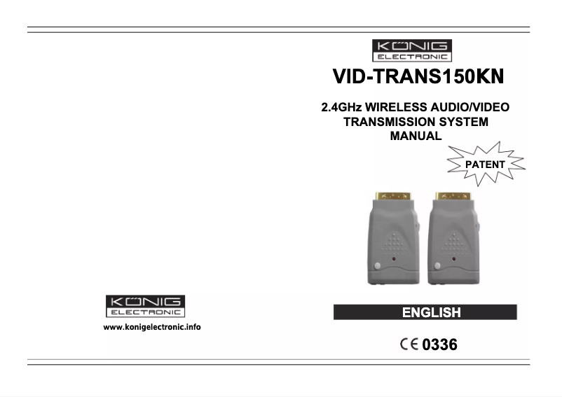 Page n°1 - Manuel utilisateur Konig VID-TRANS150KN