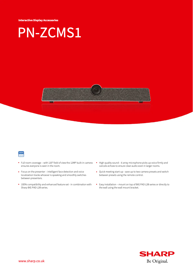 Page 1 de la notice Fiche technique Sharp PN-ZCMS1