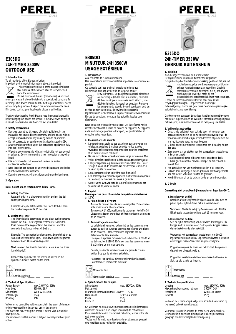 First page image of the manual for E305DO