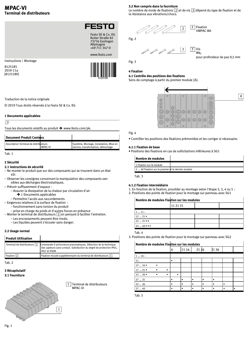 Page 1 de la notice Instructions / montage Festo MPAC-VI