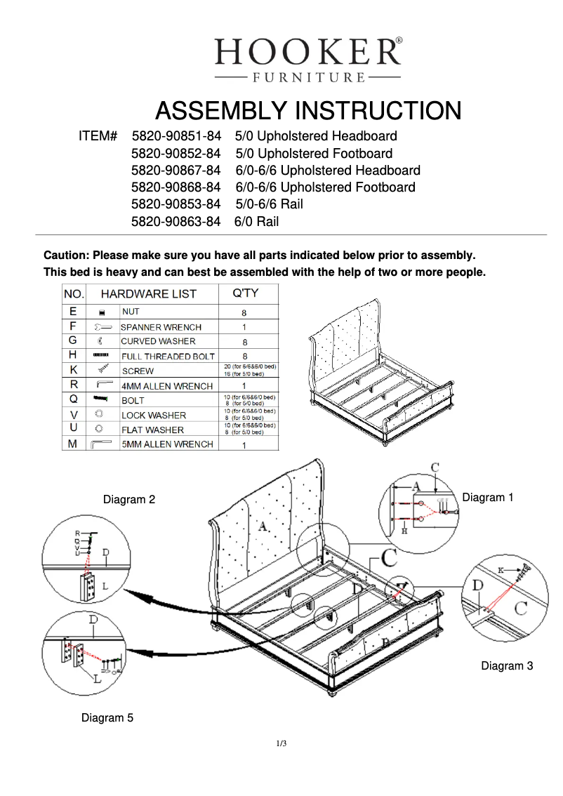 Page n°1 - Manuel utilisateur Hooker 5820-90851-84