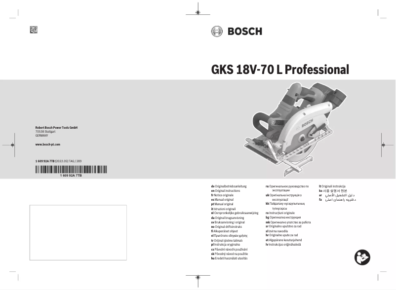Page n°1 - Manuel utilisateur Bosch GKS 18V-70 L Professional