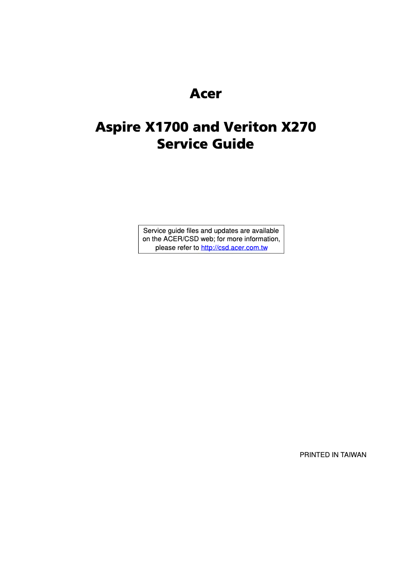 Page 1 de la notice Manuel utilisateur Acer Veriton X270