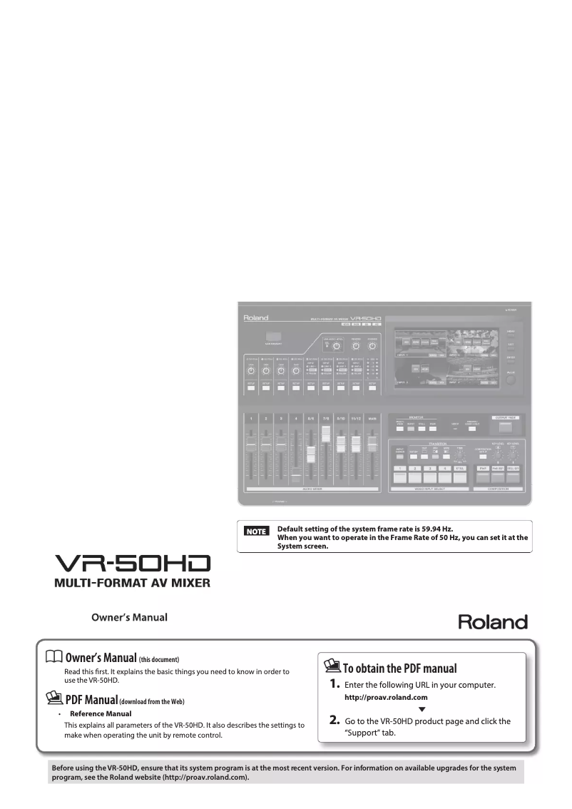 Page 1 de la notice Manuel utilisateur Roland VR-50HD