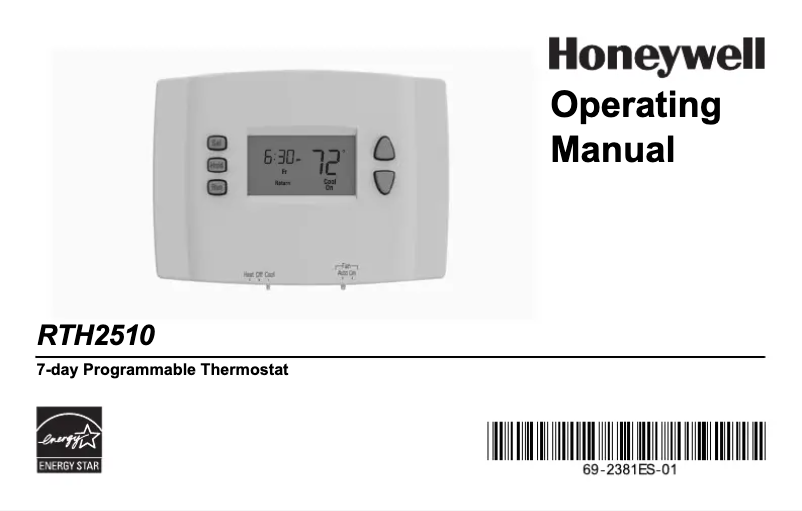 Page 1 de la notice Manuel utilisateur Honeywell RTH2510