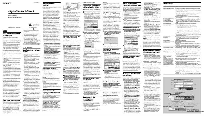 Page 1 de la notice Manuel utilisateur Sony ICD-SX30