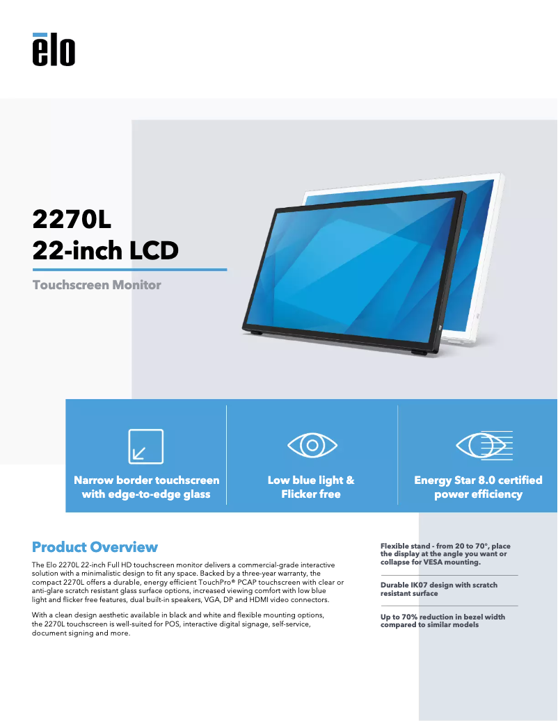 Page 1 de la notice Manuel utilisateur Elo 2470L