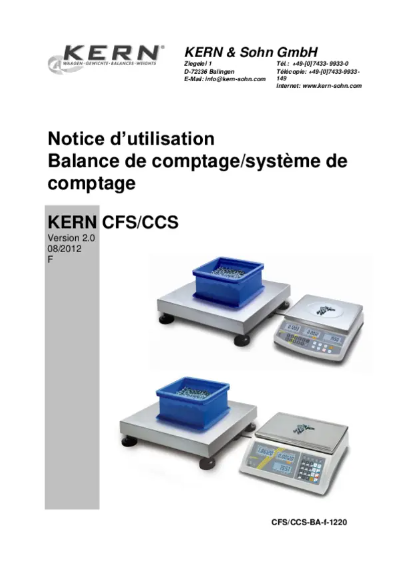 Page n°1 - Manuel utilisateur Kern CCS 600K-2U