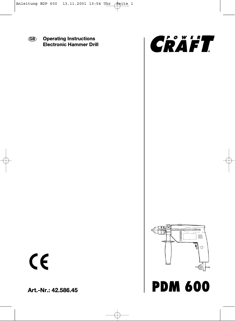Page 1 de la notice Manuel utilisateur Power Craft PDM 600