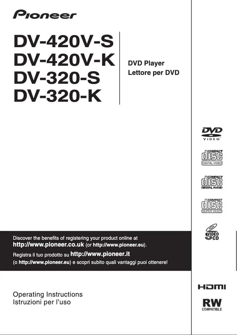 Page n°1 - Manuel utilisateur Pioneer DV-320-K