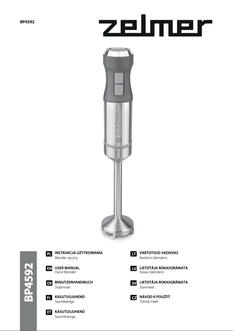 Page 1 de la notice Manuel utilisateur Zelmer BP4592