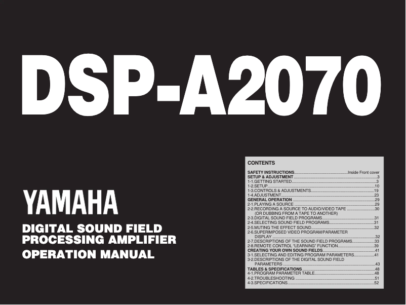 Página 1 del manual Manual de usuario Yamaha DSP-A2070