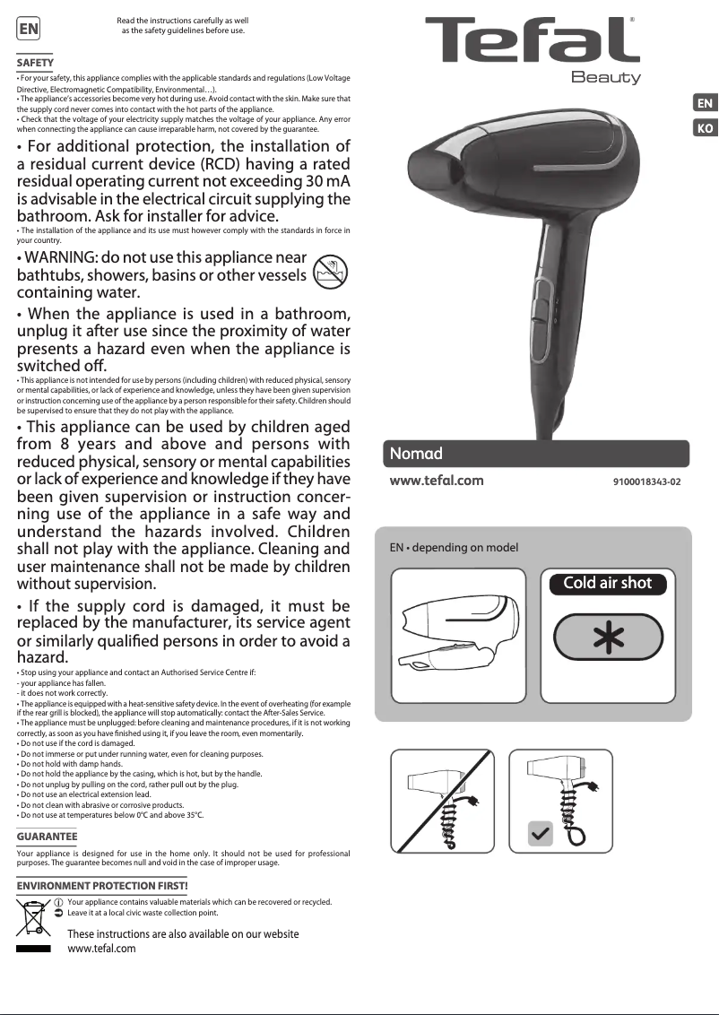 Page 1 de la notice Manuel utilisateur Tefal Nomad HV3313